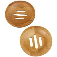 Bamboo Soap Dish Round Soap Holder Tray Soap Saver Container Bathroom Storage Case for Bathroom