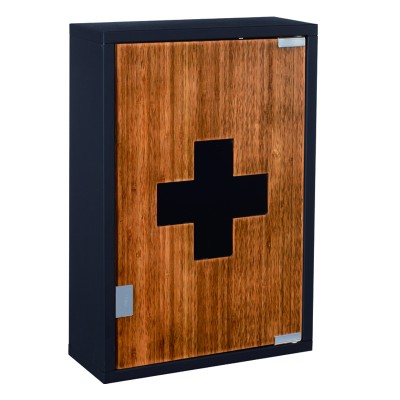 Japan Hot Sale Bamboo Door Wall Mounted Galvanized Steel Cabinet Medicine Box For Household and Hospital With Lock