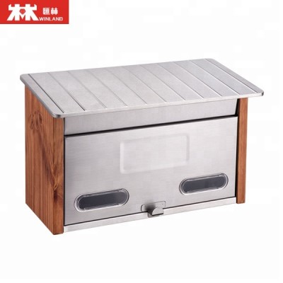 Modern design Real Wood decoration Japanese postbox galvanized steel wall mount metal mailbox letterbox with code lock